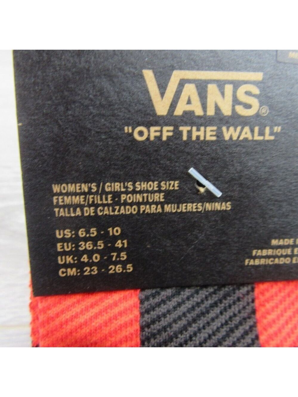 Vans Checkered Plaid Half Crew Socks Women's Size 6.5-10 Red Black (1 Pair) NEW - Picture 4 of 11